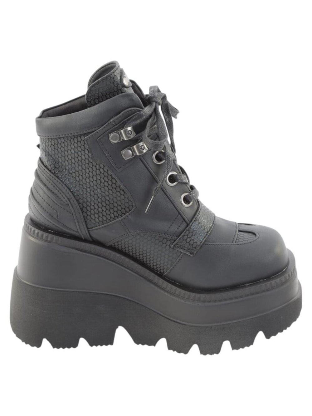 4.5" Wedge Platform Lace Up Ankle Boots | Womens Gothic Festival Shoes